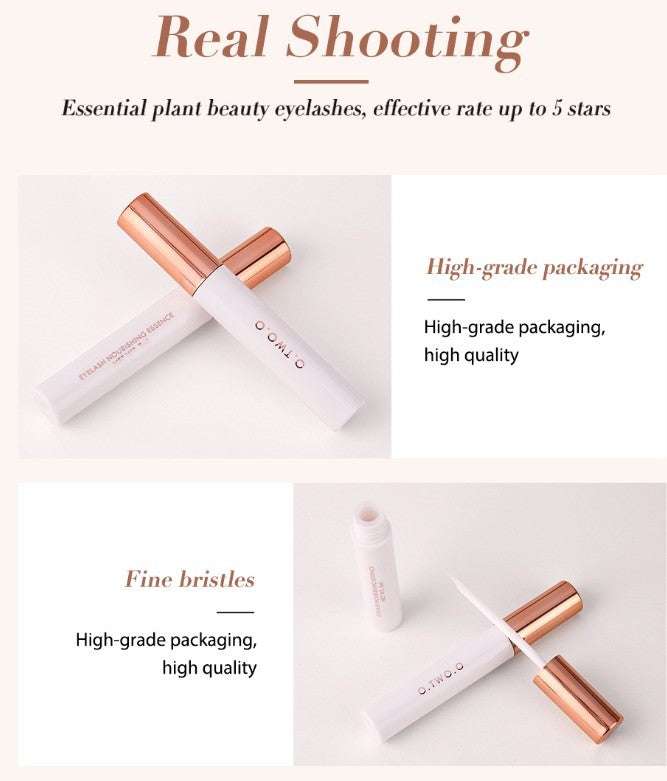 Eyelash nourishing liquid in high-grade packaging with fine bristles.