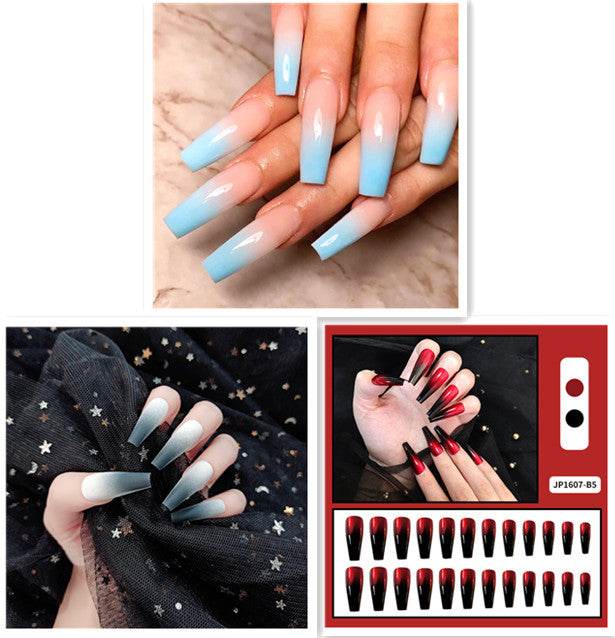 Long Ballet Flat Head Pointed Water Drop Fake Nails - vividbella