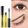 Eyelash Nourishing Liquid with applicator and images of long, full eyelashes.