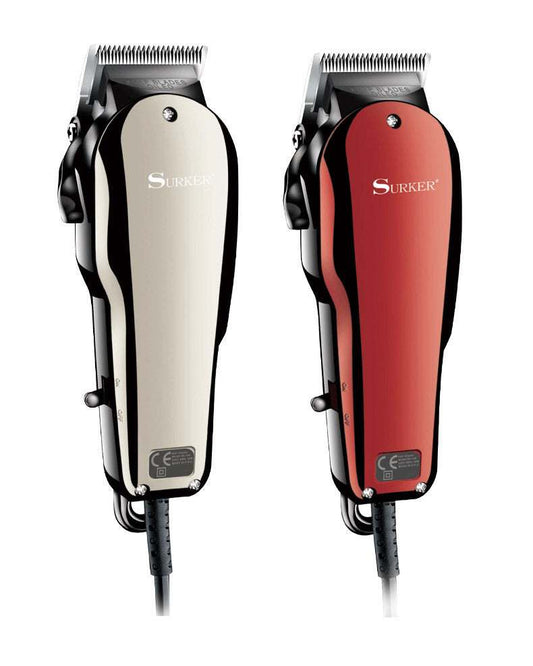 Electric hair clipper with adjustable chrome blades and different attachment sizes for precise cutting.