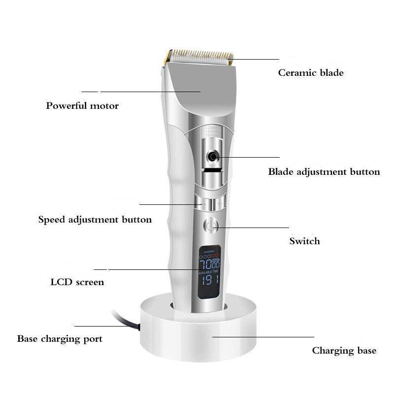 Rechargeable Mute Lcd Electric Hair Clipper - vividbella