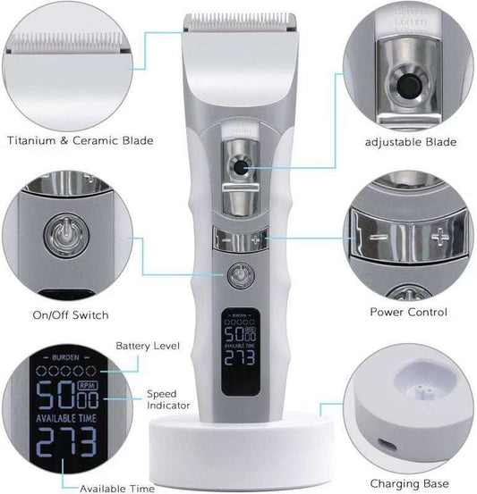 Rechargeable Mute Lcd Electric Hair Clipper - vividbella