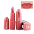 Matte moisturizing lipstick in vibrant pink shade with packaging, model MS058 - Vividbella