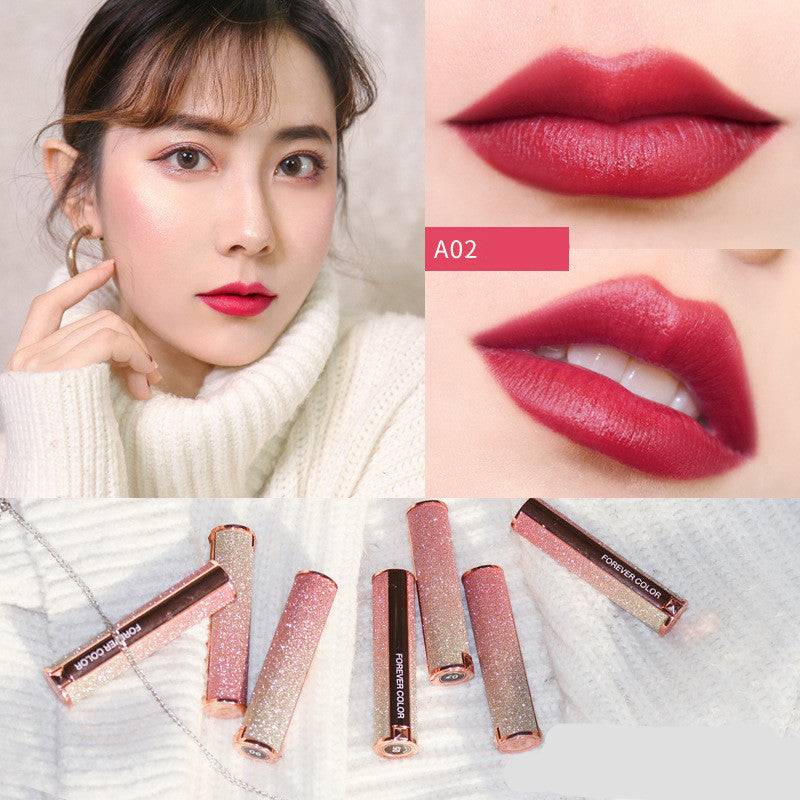 Starry lipstick in A02 classic red shade with glittery packaging - Vividbella