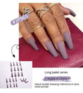 Solid Color Long Ballet Fake Nails Multi-color Removable - vividbella