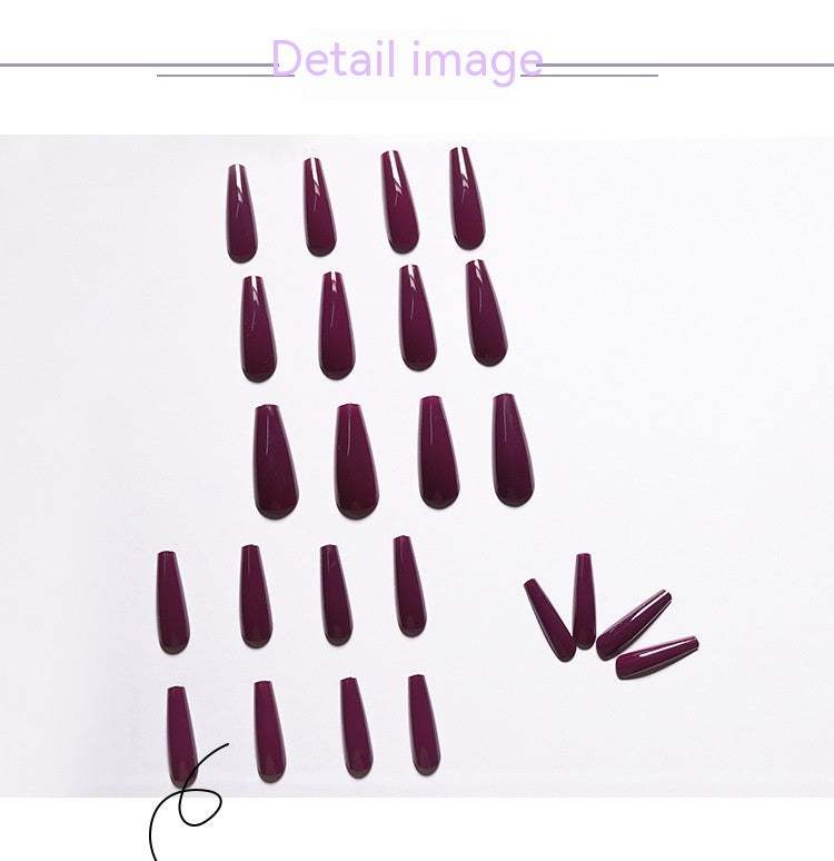 Solid Color Long Ballet Fake Nails Multi-color Removable - vividbella