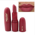 Matte moisturizing lipstick in deep rose shade with a matching lip color sample - Vividbella