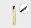 Eyelash nourishing liquid in clear bottle with mascara wand for applying serum.