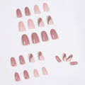 Mid-Length Press On False Nails Gradient Easy Wear Franch Reusable Natural - vividbella