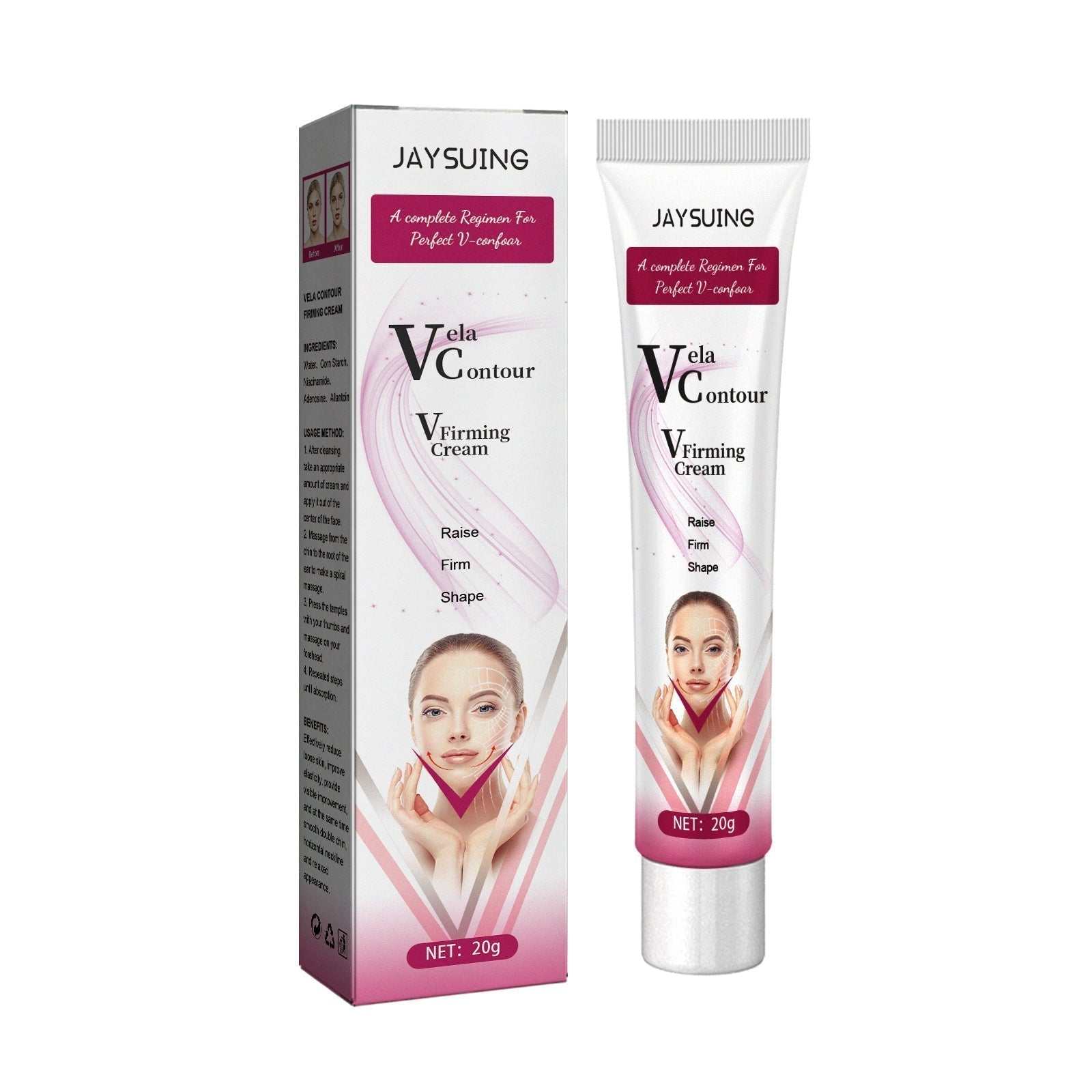 V Face Firming Contour Lifting Anti-aging Cream - 20g tube and packaging with product image.