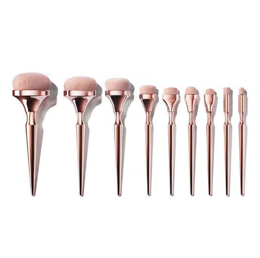 9 PCS rose golden makeup brushes set for beauty enthusiasts.