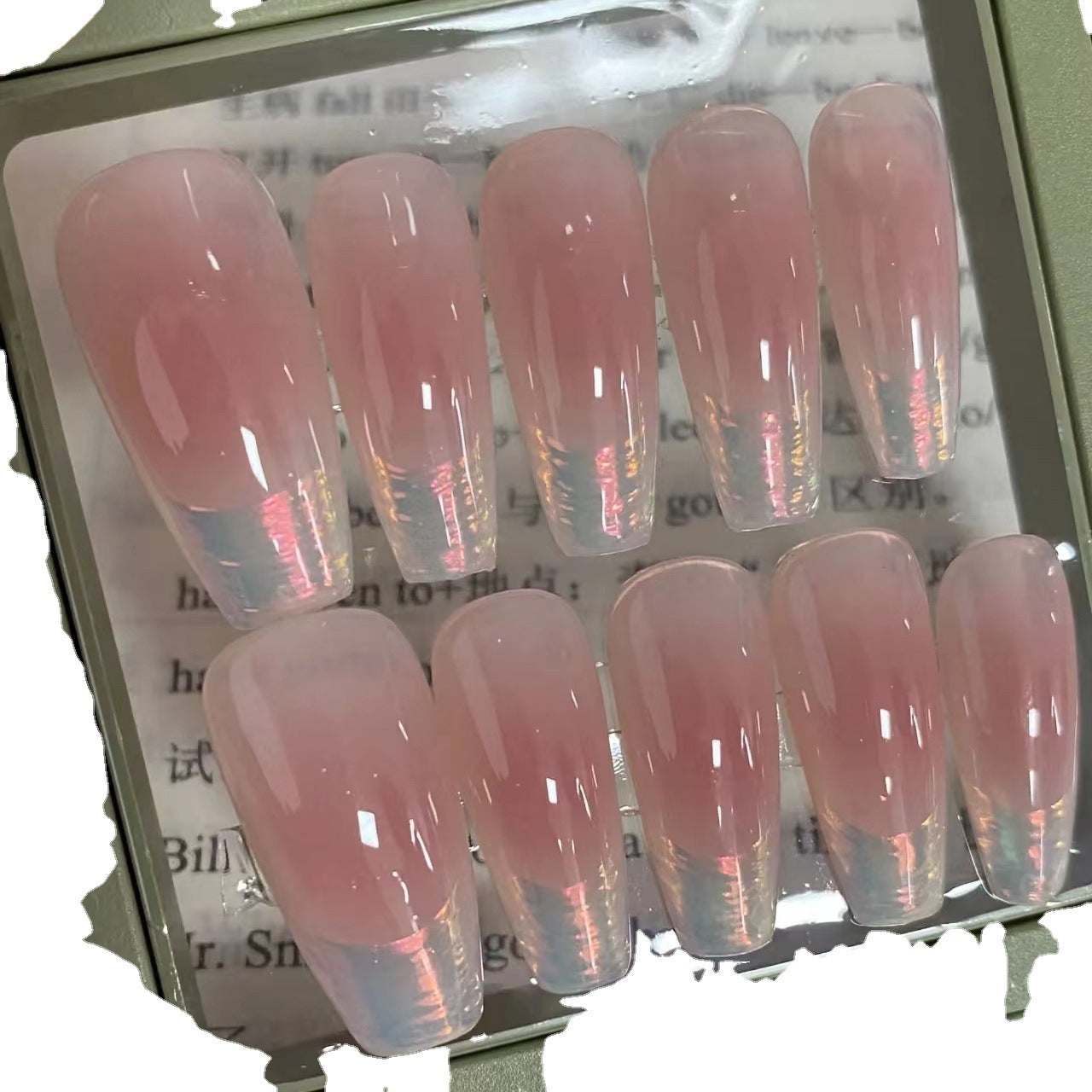 Blush Pleated French Handmade Manicure Wear Nail Fake Nails - vividbella