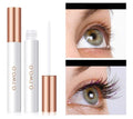 Eyelash nourishing liquid with applicator and visible eyelash growth results.