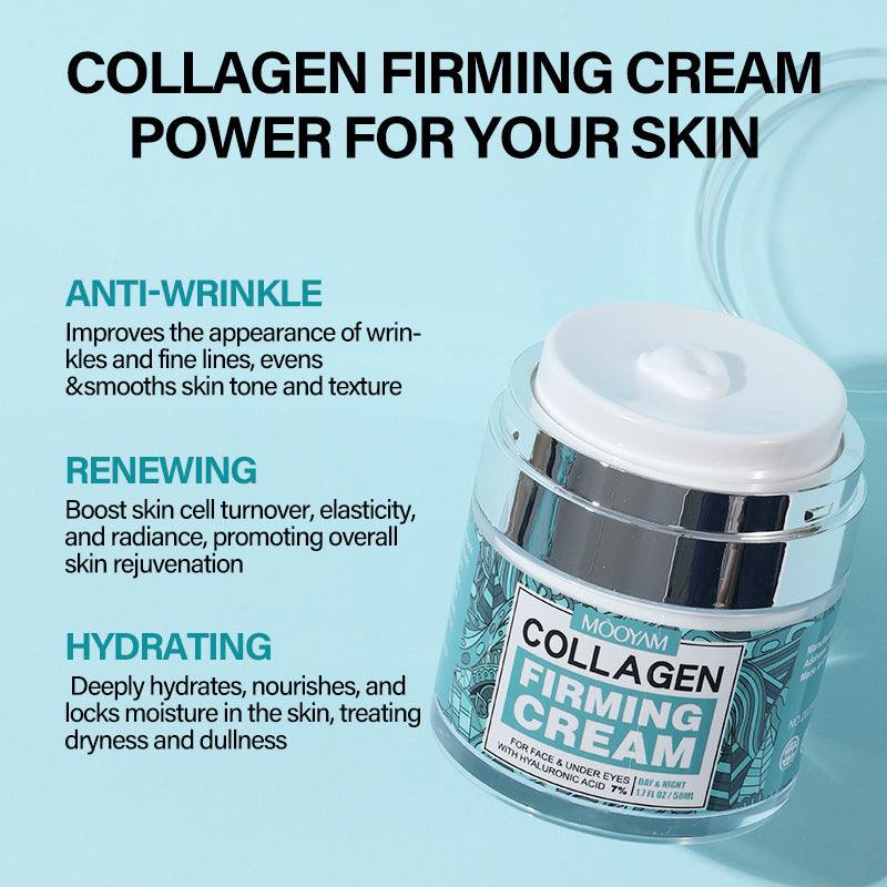 Anti-wrinkle face cream with hyaluronic acid for hydration and moisturizing, 1.7 oz jar.