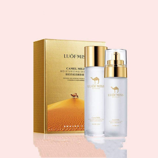 Camel Milk Moisturizing Set featuring lotion and face cream for skin care.