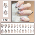 French Water Drop Manicure Rhinestones Wear Nails - vividbella