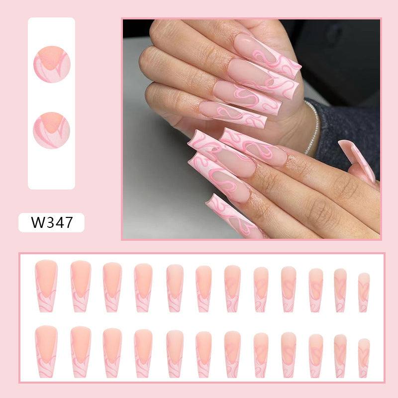 Heart Stripe Fake Nails - vividbella