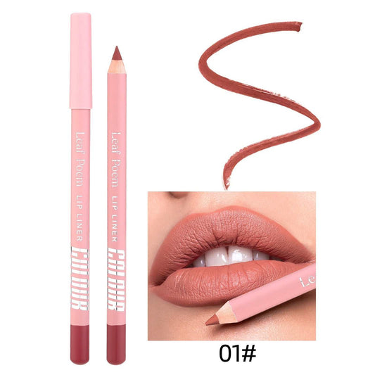 Matte lip liner in shade 01 with pencil and swatch on lips.