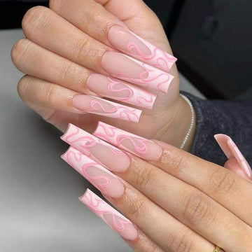 Heart Stripe Fake Nails - vividbella