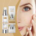 Eye Contour Serum bottle and packaging with close-up of woman's eye.