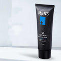 Men's water-light face cream tube on light background.