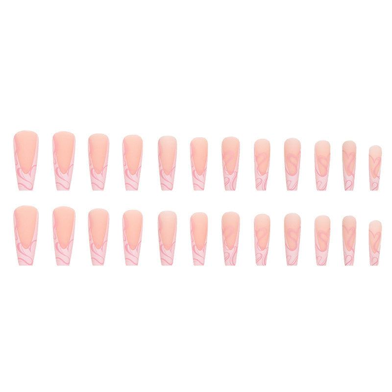 Heart Stripe Fake Nails - vividbella