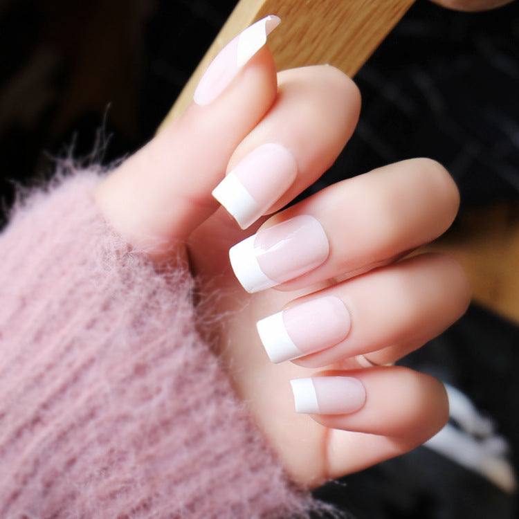 24 Pieces Of French Long Fake Nails - vividbella