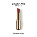 CHARMACY Nude Moist Luxury Lipstick with 8 natural colors, creamy texture, and shimmer finish.