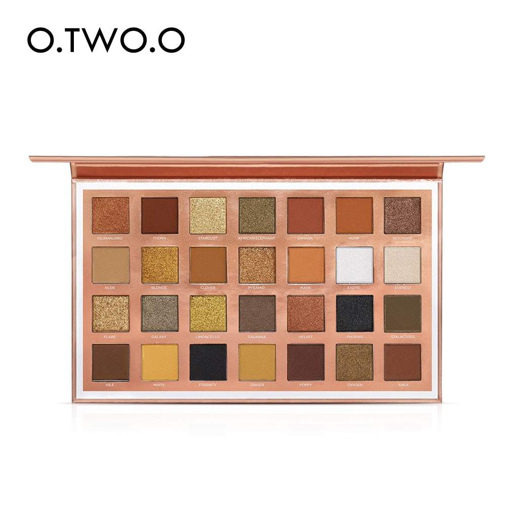 O.TWO.O 28 Colors Eyeshadow Palette  High Pigment Metallic Makeup - vividbella