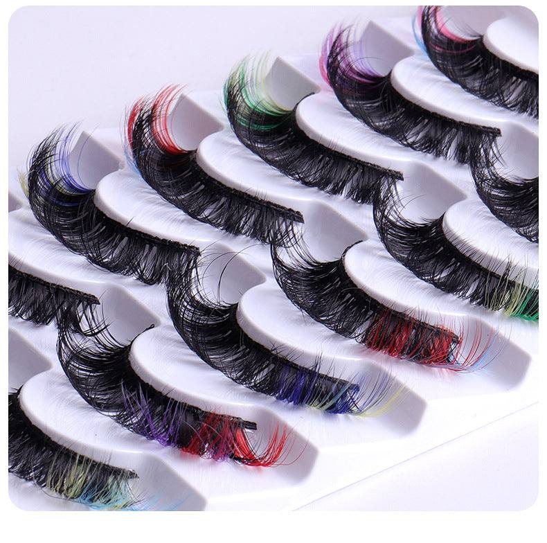 7 pairs of color volume mink eyelashes with LD curve for a glamorous look.