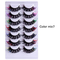 7 pairs of mixed color and volume fake eyelashes set.