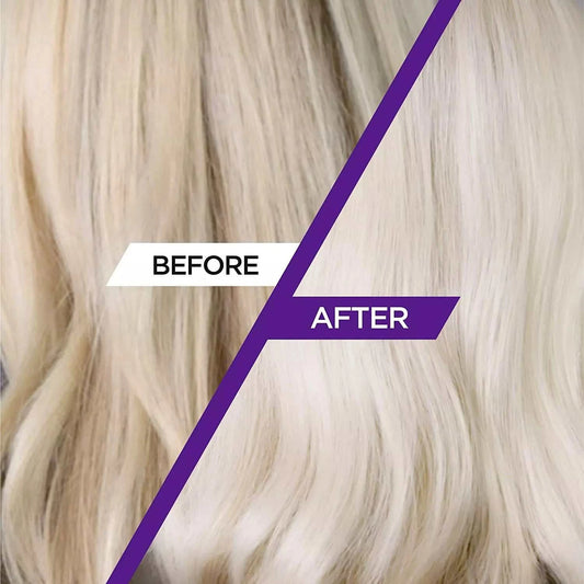 Before and after results of using ProVoke Touch Of Silver Color Care Shampoo, showing brighter, glossier hair - Vividbella