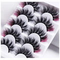 7 pairs of color volume fake eyelashes with vibrant mixed colors and mink material.