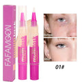 Liquid concealer pen for full coverage of dark circles, acne, pores; matte finish makeup.