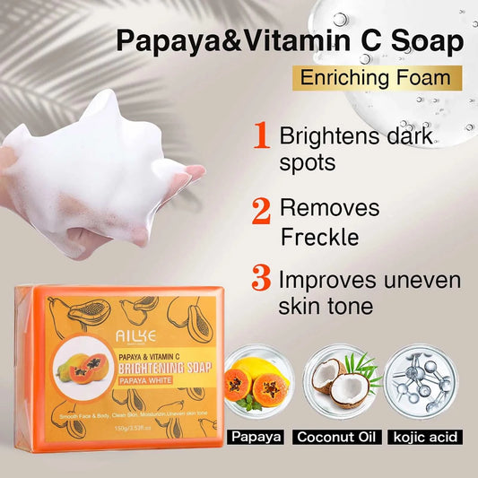 AILKE Papaya Handmade Cleaning Soap for Smooth & Soft Skin - Vividbella