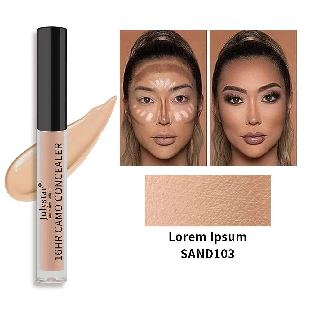 6-color full coverage concealer for dark circles and blemishes, suitable for all skin tones.