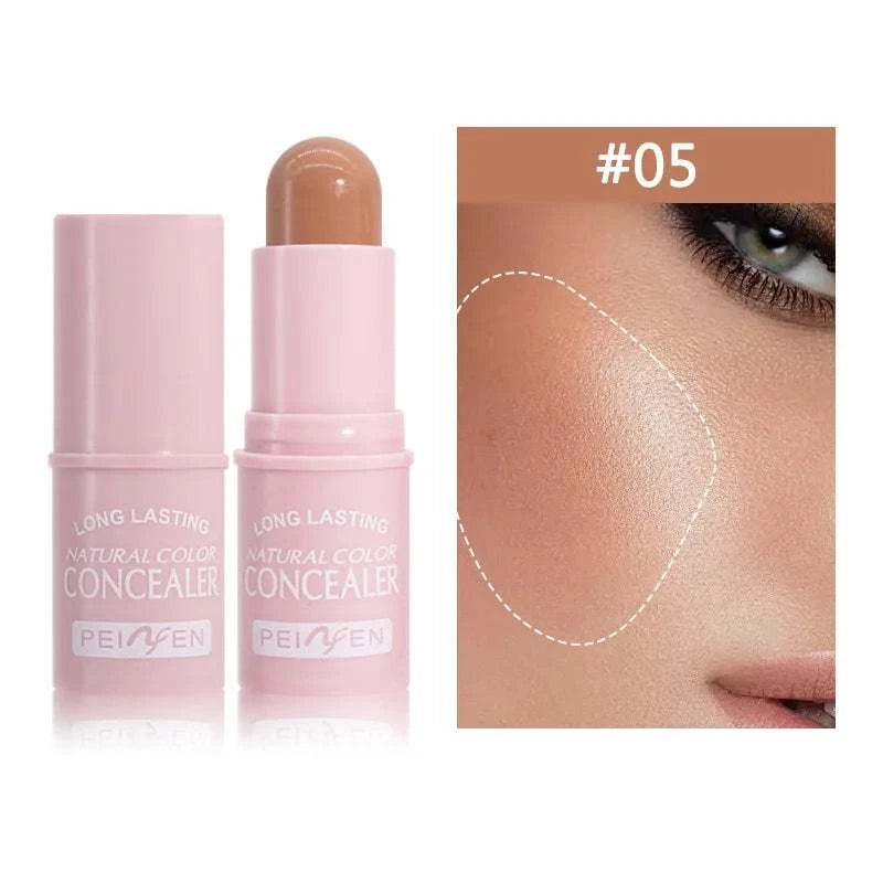 QIBEST Cream Contour Stick for natural contouring, suitable for all skin types, easy application with creamy texture, portable design.