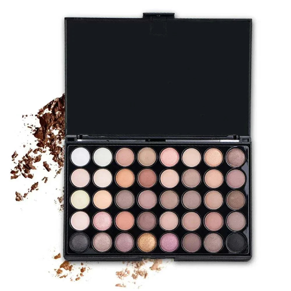 40 Color Matte Eyeshadow Palette with Glitter, Powder, Brush Set