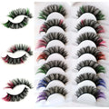 7 pairs of colorful volume fake eyelashes with mixed vibrant mink fibers.