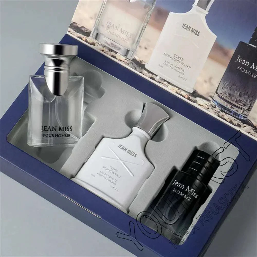 Luxury 90ml perfume men gift box set with 3 colognes from Jean Miss.