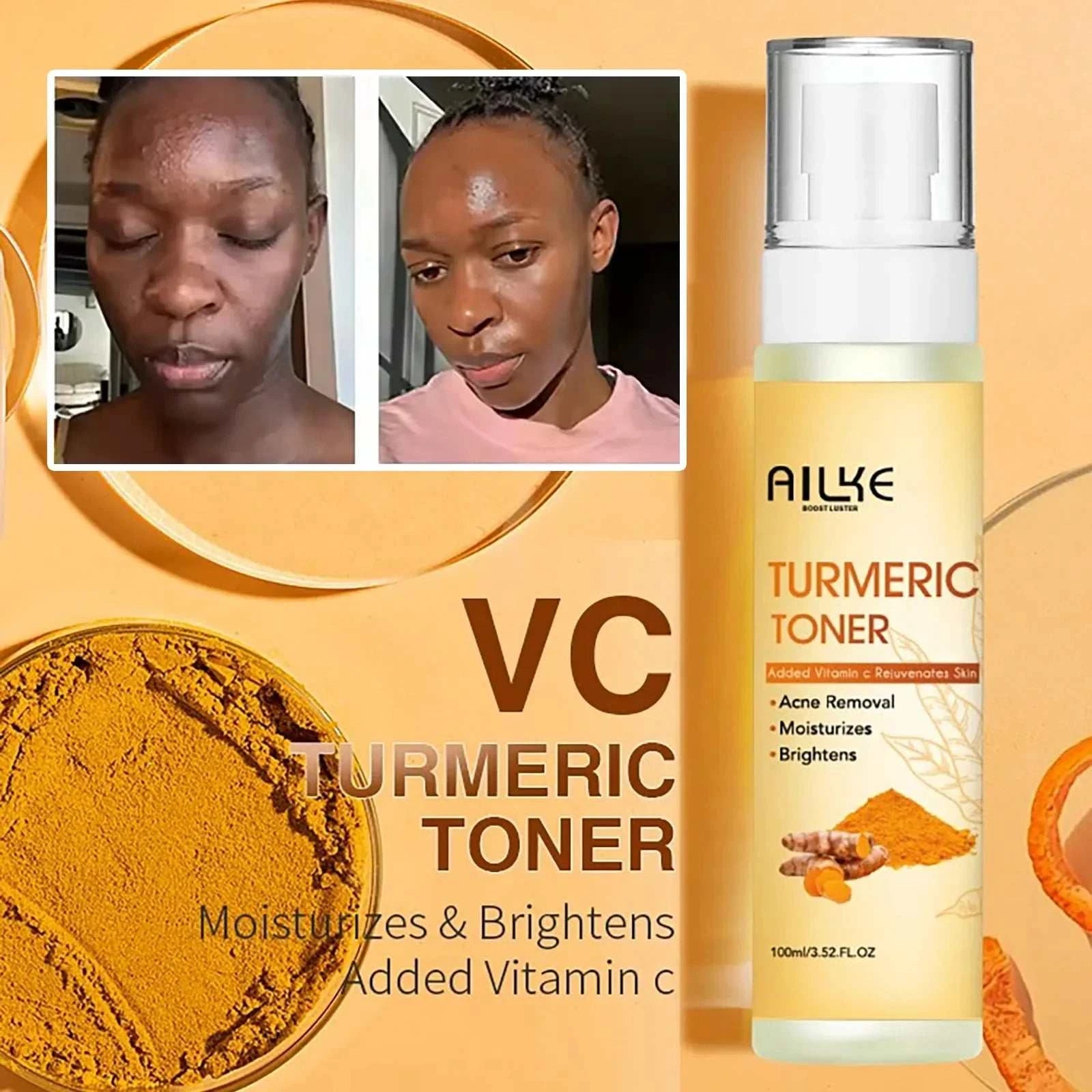 AILKE Organic Turmeric Skin Care Set, Brighten, Cleaning Skin, Reduce Acne, Whiten, Even Skin Tone, Improve Dry Skin - vividbella