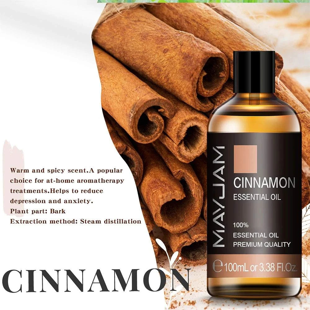 MAYJAM 100ML Pure Aroma Essential Oils Cinnamon Rosemary Cedarwood Lemongrass Tea Tree Massage Humidifier - vividbella