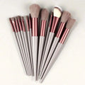 13pcs pink professional makeup brush set with soft fur, including brushes for eye shadow, foundation, blush, and more.