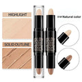 Makeup base foundation cream stick with highlight and contour in natural color.