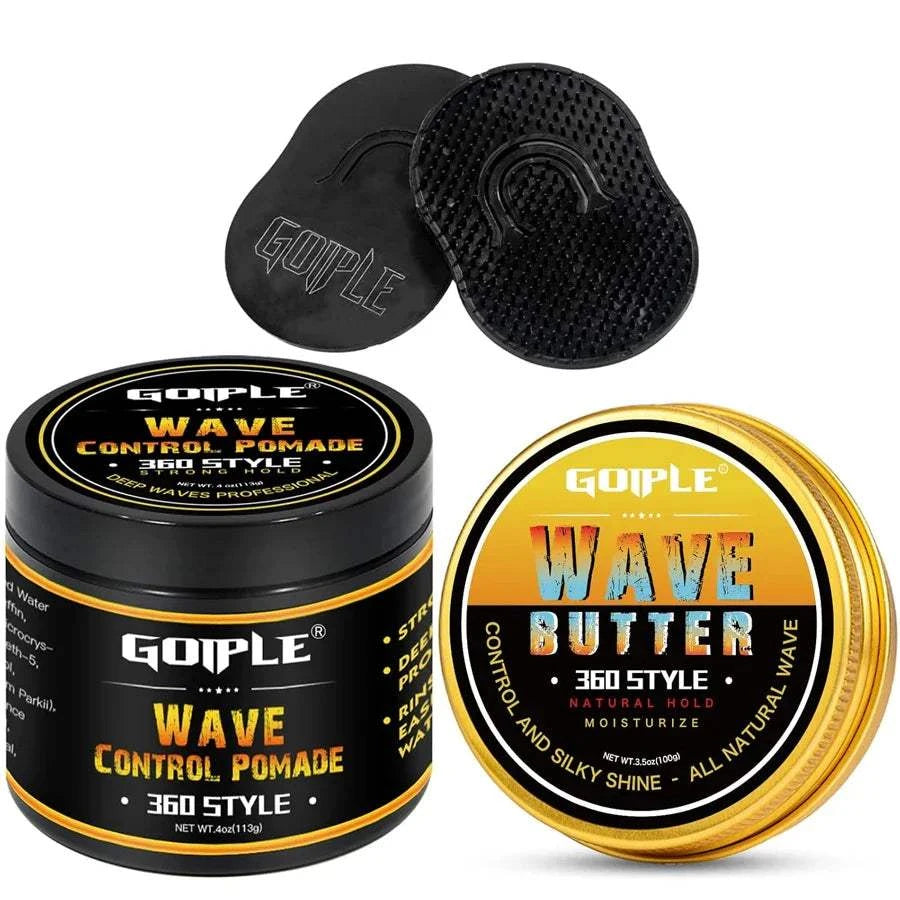 360 Styles Wave Butter and Control Pomade for Silky Shine with Shea Butter, Moisture, and Layered Waves