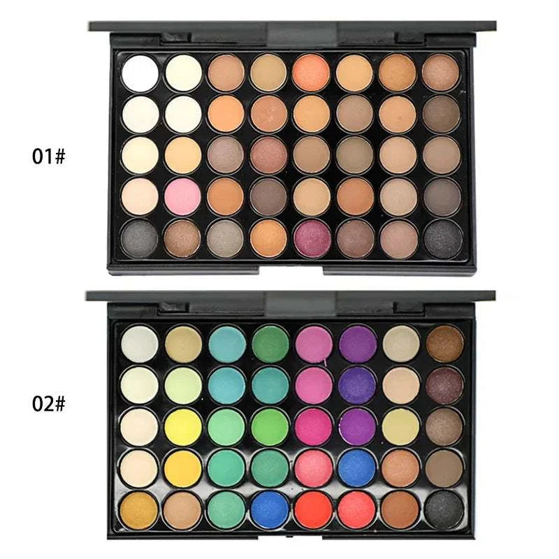 40 Color Matte Eyeshadow Palette with Glitter, Powder, Brush Set