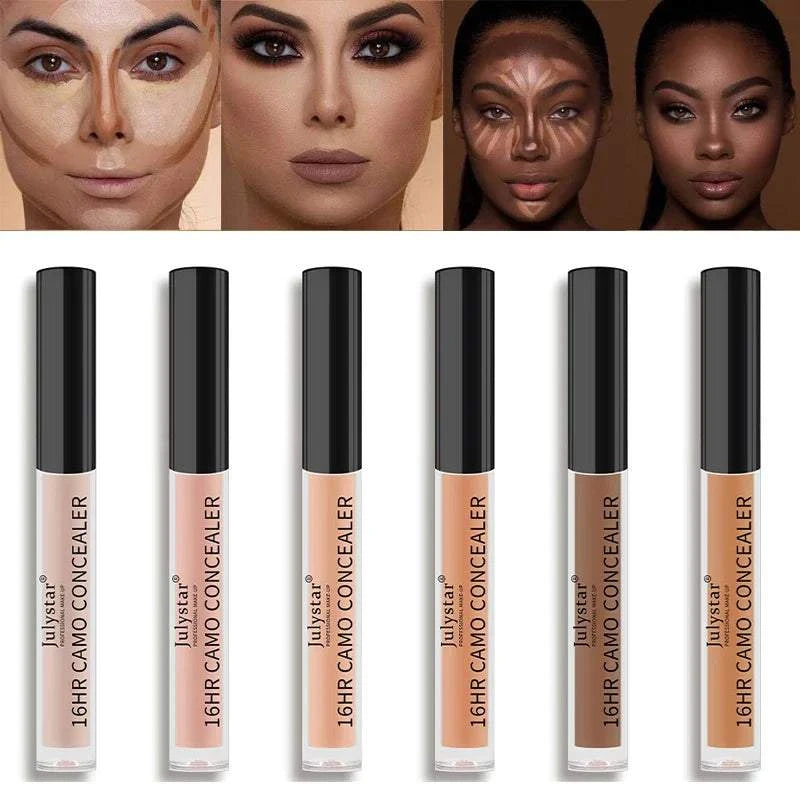 6-color full coverage concealer for dark circles and blemishes, suitable for all skin tones.