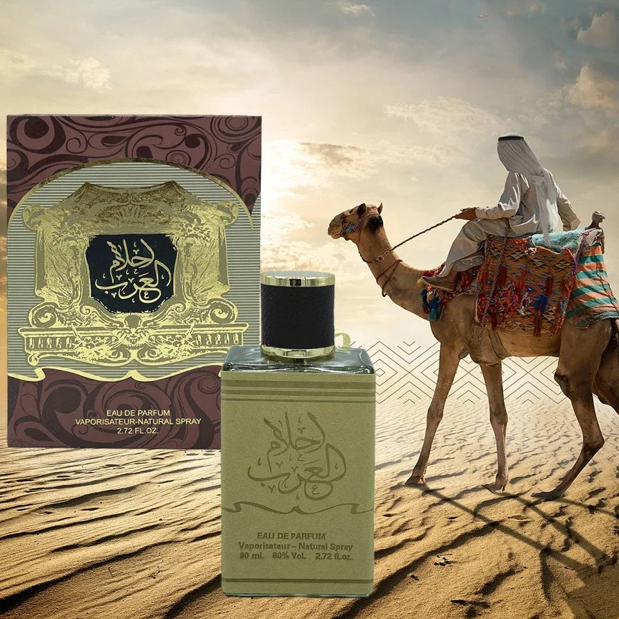 Pheromone Perfume Plant Floral Fragrance bottle and packaging with a desert background.