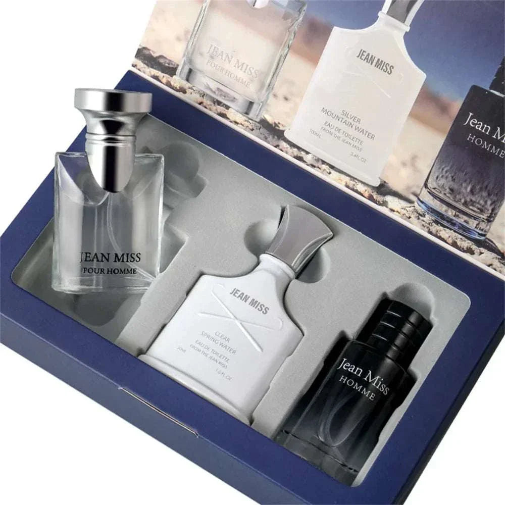 Luxury 90ml perfume men gift box set with 3 colognes from Jean Miss.