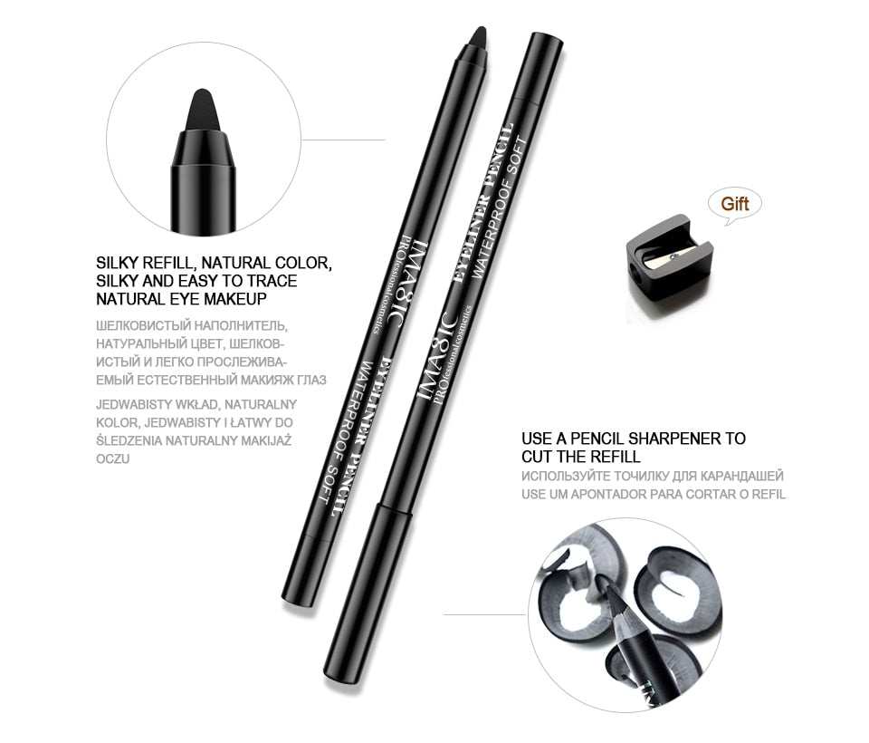 IMAGIC Eyeliner Pen Waterproof 1pcs Black Makeup Beauty Cosmetic Tool+1pcs Pencil sharpener - vividbella